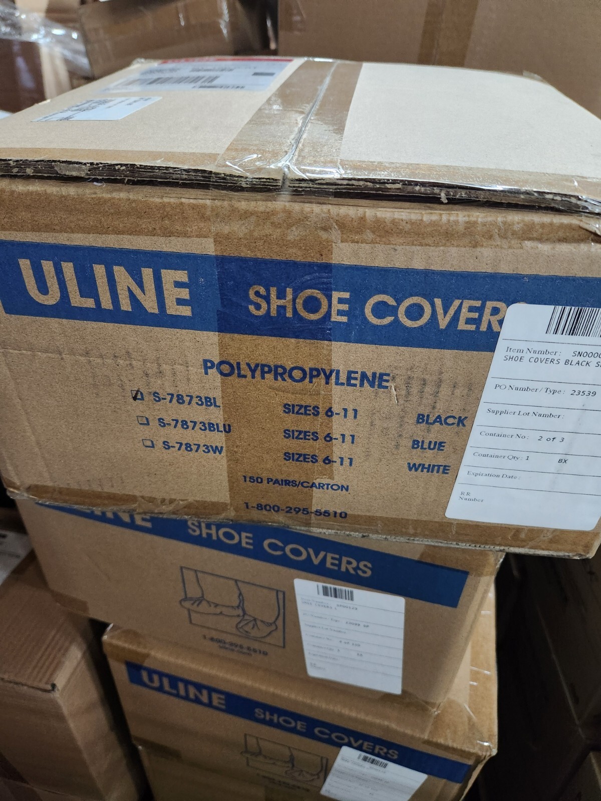 Uline Shoe Covers S7873BL BLACK 150 pairs Size 611 NEW IN BOX