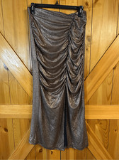 ZARA Bronze Shiny Strapless Dress Size Large (0939)