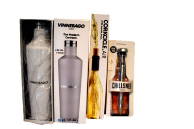 Corkcicle Lot Vinnebago Wine Canteen, Corkcicle Air ChillerAerator, Chillsner