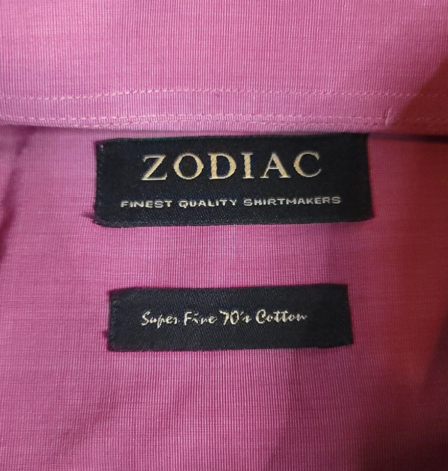 Camisa de vestir roja de manga corta con botones Zodiac Shirtmakers para hombre talla 17,5 Foto 3 de 4