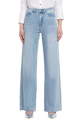VERVET By Flying Monkey Super High Rise Raw Hem Wide Leg Jeans V2680N Work Song