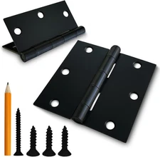 Vervida® 12 Pack Matte Black Door Hinges, 3.5 Inch 12, Square-Matte 