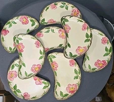 VTG Franciscan Desert Rose Set of 8 SIDE SALAD Crescent Plates- Excellent!