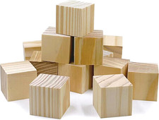 Wooden Blocks for Crafts, Unfinished Wood Cubes, 1.5 Inch Natural Wood Blocks, P