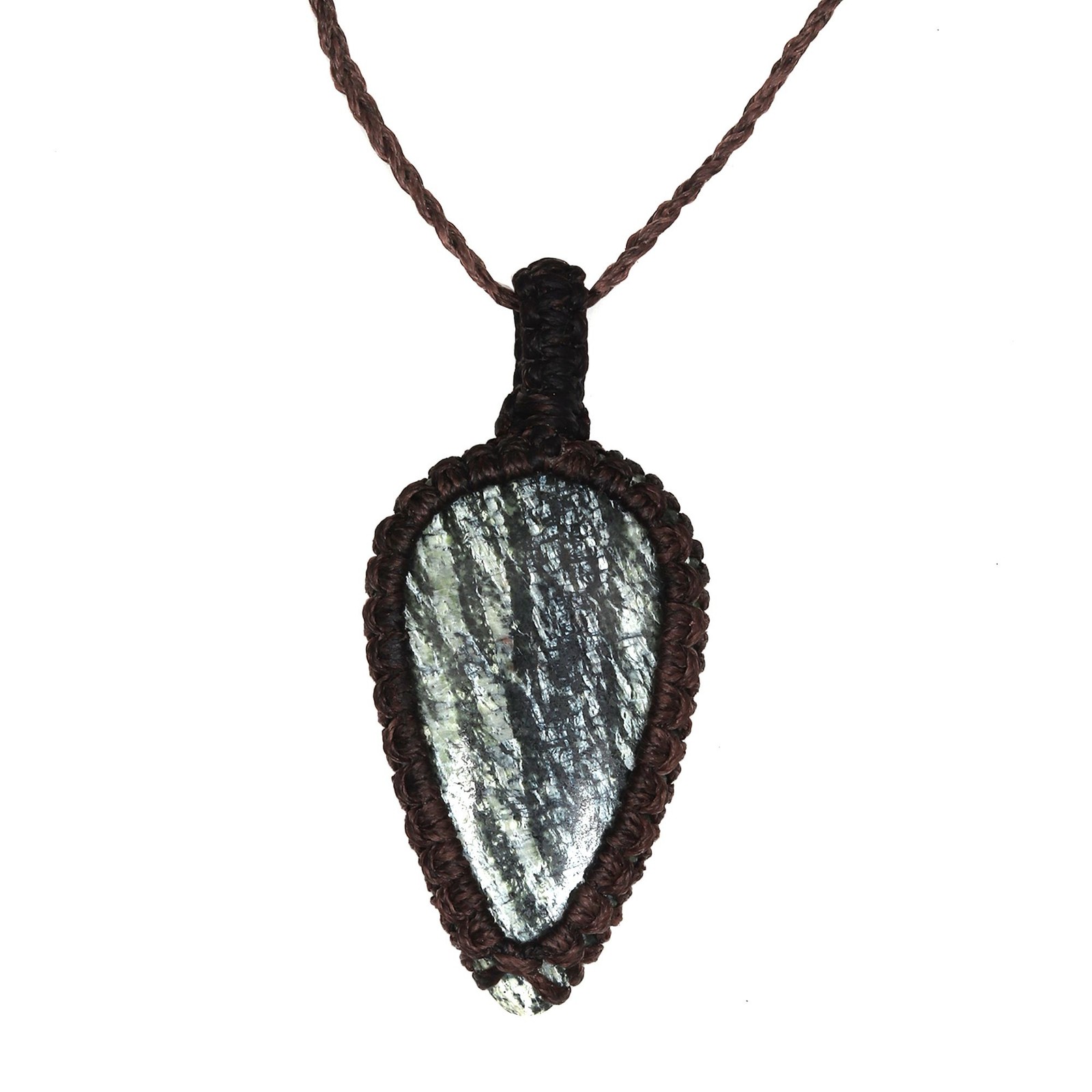 Handmade Zebra Jasper Gemstone Necklace in Macrame Thread 20-36 Inches Unisex-image