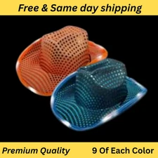 LED Light Up Sequin Cowboy Hats Bulk – Neon Western Party Rave – Party Glowz