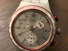 Image of Swatch Watch Mens New Irony Alumnimum - White / Maroon