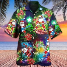 Guitar Christmas Aloha Hawaiian Shirt For Summer Guitar Music Santa So High Hawa