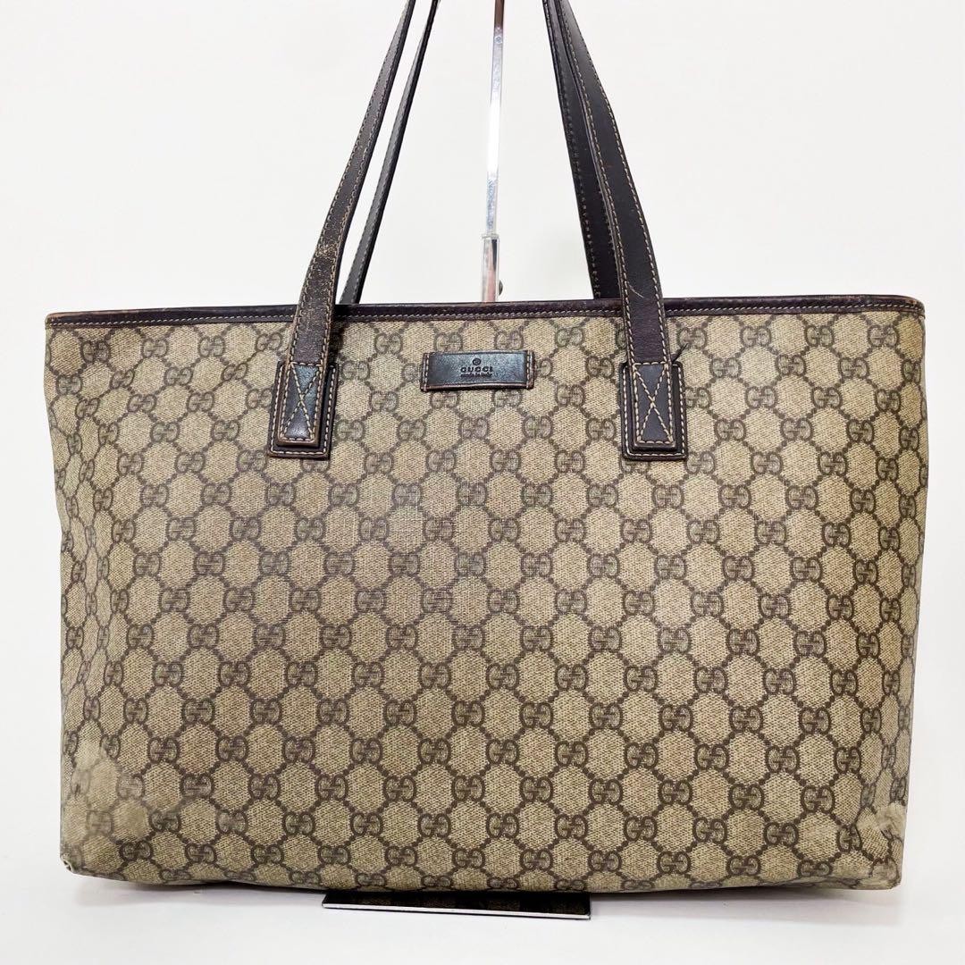 Gucci GG Unisex Brown Tote Bag Large A4 Size Capacity