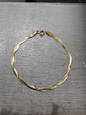 Geflochtenes flaches Wendekettenarmband 9 kt Gelbgold 7 Zoll 