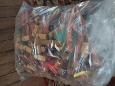 Vintage Lincoln Logs Mixed Lot 15 Pounds of Pieces And Figures Unknown Amounts