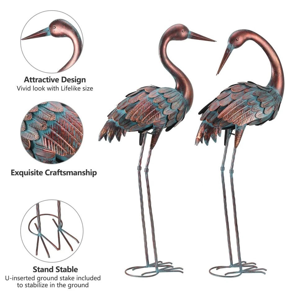 Grúa Jardín Estatuas Exterior Patio Decoraciones Metal Garza Patio Arte Pájaro Esculpe... Foto 2 de 4