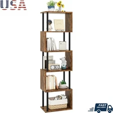 Multifunctional S Shaped Bookshelf 6 Shelf Storage Unit Easy Assembly Home Decor