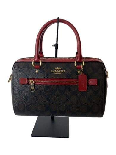 COACH Rowan Satchel in Signature Red Leather PVC with BRW Pattern for Women