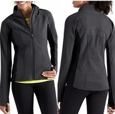 Athleta Reflective Running Start Black/Gray Midweight Meshback Jacket - Size 1X