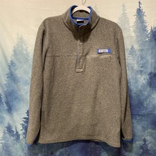 VTG Columbia PFG Pullover Fleece Sweater Mens Sz M 1/4 Snap Jacket Gray Blue