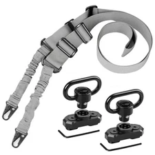  Two Point Traditional Sling with Mounts - Grey Sling + 2 Pack Sling Mounts