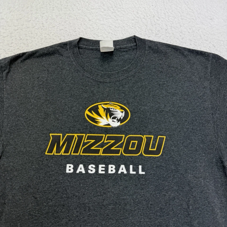 Camisa de los Tigres de Missouri para Hombres Grande L Gris Béisbol Rawlings Manga Corta Foto 3 de 4
