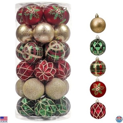 Valery Madelyn Christmas Ornaments Set, 30ct 2 Inches Red Green and Gold Premium