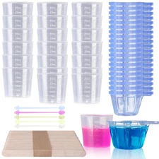 Epoxy Mixing Cups Kit,200Pcs, Plastic, 30ml Disposable Measuring Cups,50 Wood...