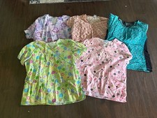 Lot Of 5 Womens Size XL Scrub Tops Floral/ print
