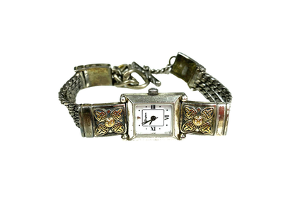 Brighton Two-Tone Square Face Bracelet Watch Monroe Mixed Metals VINTAGE BRIGHTON MONROE WRIST WATCH 2 TONE GOLD & SILVER  main image 2