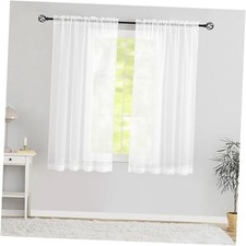 Semi Voile Sheer Small Curtains 54 Inches Long 2 42"W x 54"L Pack of 2 White