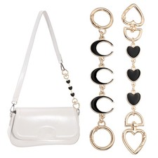 Bag Extender Chain, 2 Pcs Purse Strap Heart Moon Shape Chain, Black