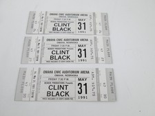 3 CLINT BLACK Unused Concert Ticket Omaha NE 5/31/1991 Civic Auditorium