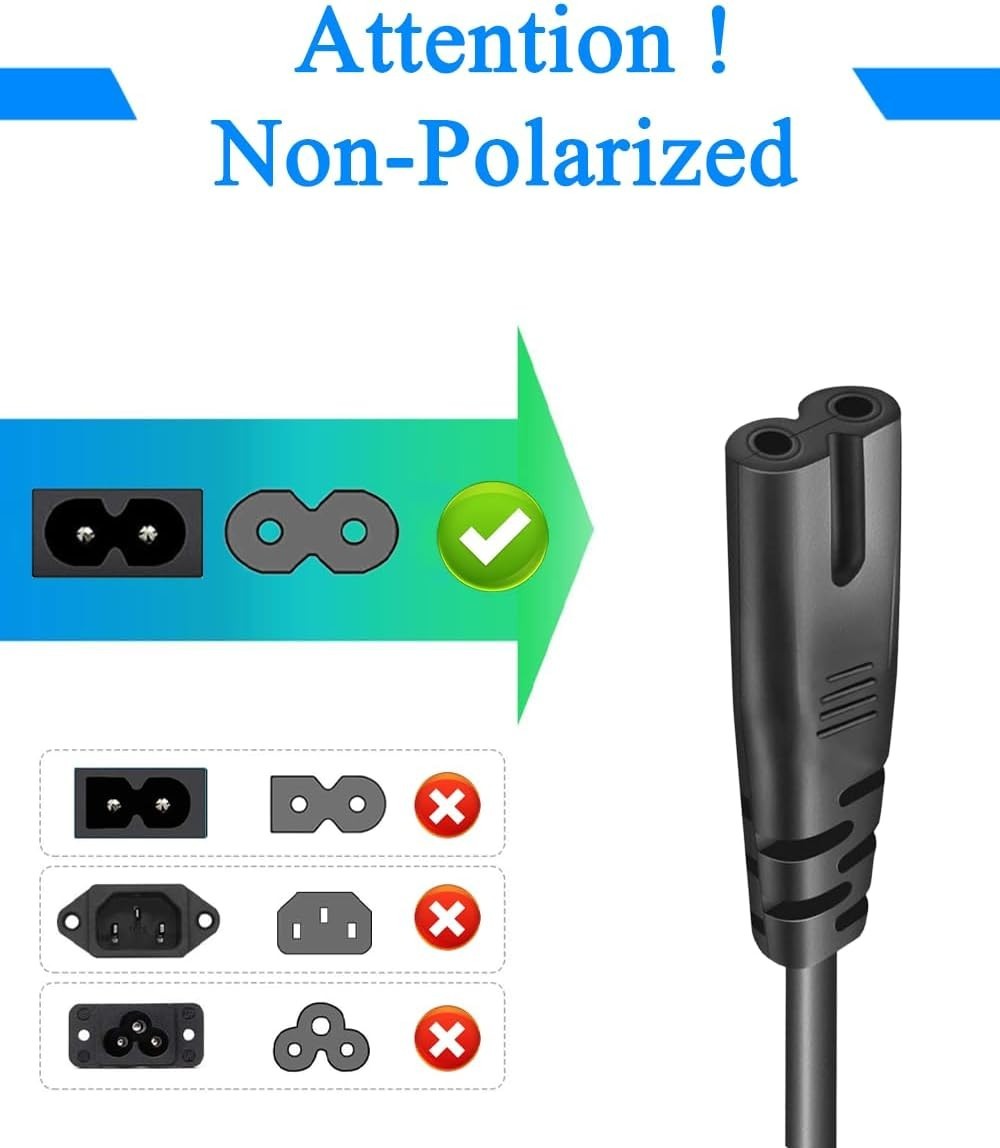 UL Listed 5 Feet Long 2-Prong AC Power Cord for Goal Zero Yeti 1400 -(38300)