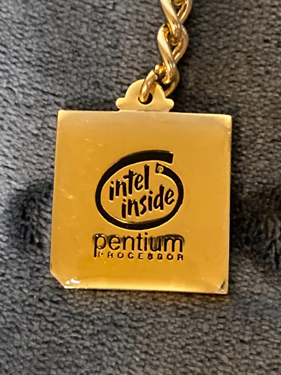 【中古】INTEL(インテル） PENTIUM（ペンティアム）キーホルダー1個 Vintage 90's Intel Inside Pentium Processor Gold Keychain - CPU