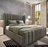 Ottoman Bed Winged Plush Velvet New York Divan Storage Double & King Size Bed