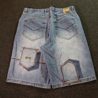 Phat Farm Baggy Mens 34 Blue Jean Shorts Pockets Y2k Vintage Hip Hop Skater