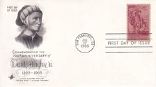 STAMP US SCOTT 1268 "Dante Alighieri" 5 CENT 1965 FDC WITH ART-Italian Poet