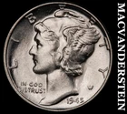 1945 Mercury Dime- Silver- Choice Gem Brilliant Unc++++ Luster No Reserve #J3956