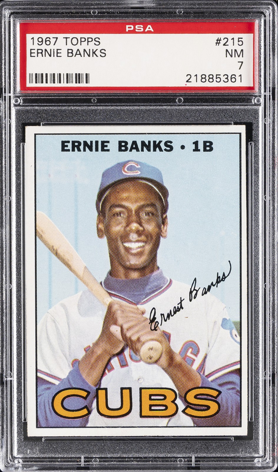 1967 TOPPS #215 ERNIE BANKS PSA 7