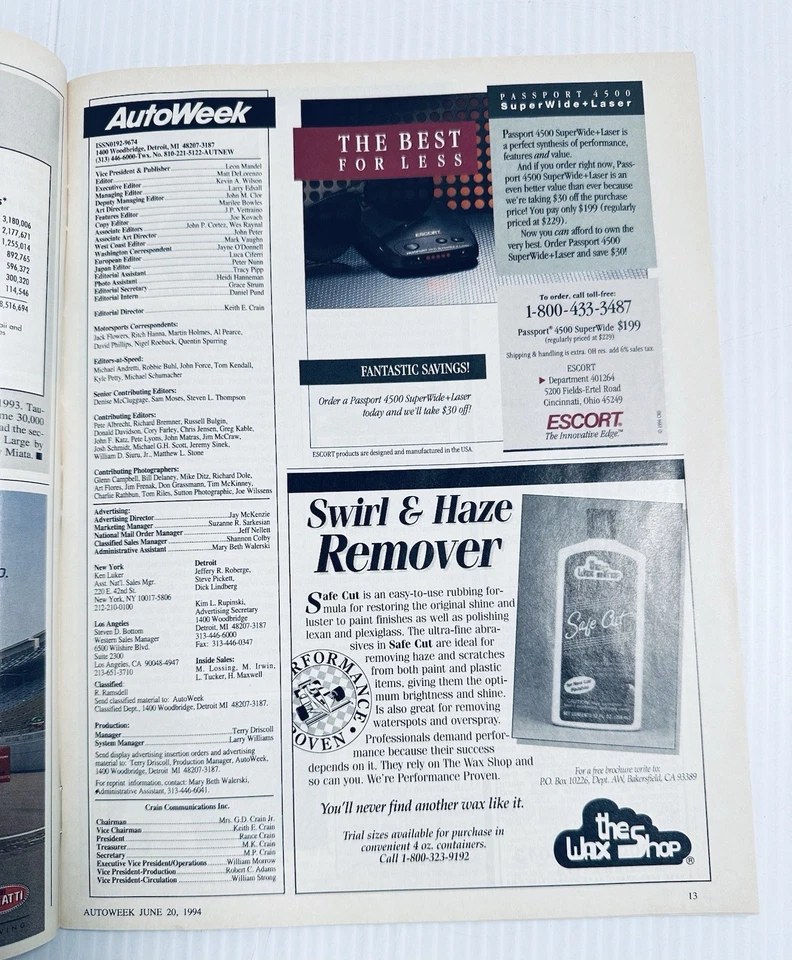 June 20 1994 Autoweek Magazine Ferrari F355 BMW M3 Toyota Celica F1 - Image 4 of 4