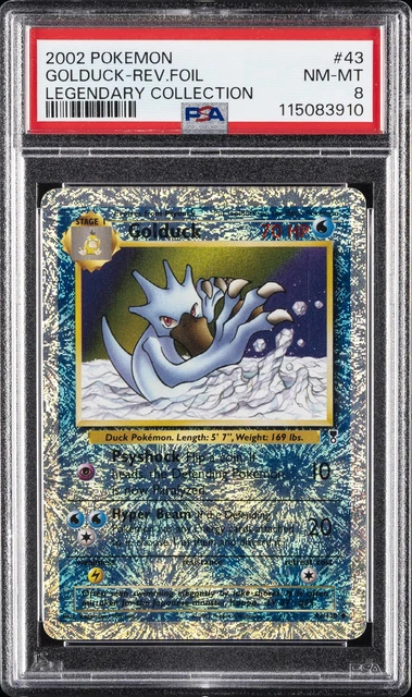 2002 POKEMON LEGENDARY COLLECTION #43 GOLDUCK-REVERSE FOIL PSA 8