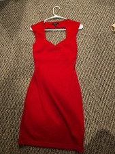 Forever 21 Short Tight Red Dress Open Back Size M Sexy Neckline. Party, Wedding