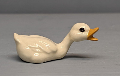 Retired Hagen Renaker White Peking Duck Mouth Open Swimming