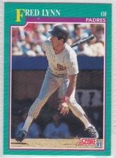 M) 1991 Score Baseball Trading Card - Fred Lynn #554