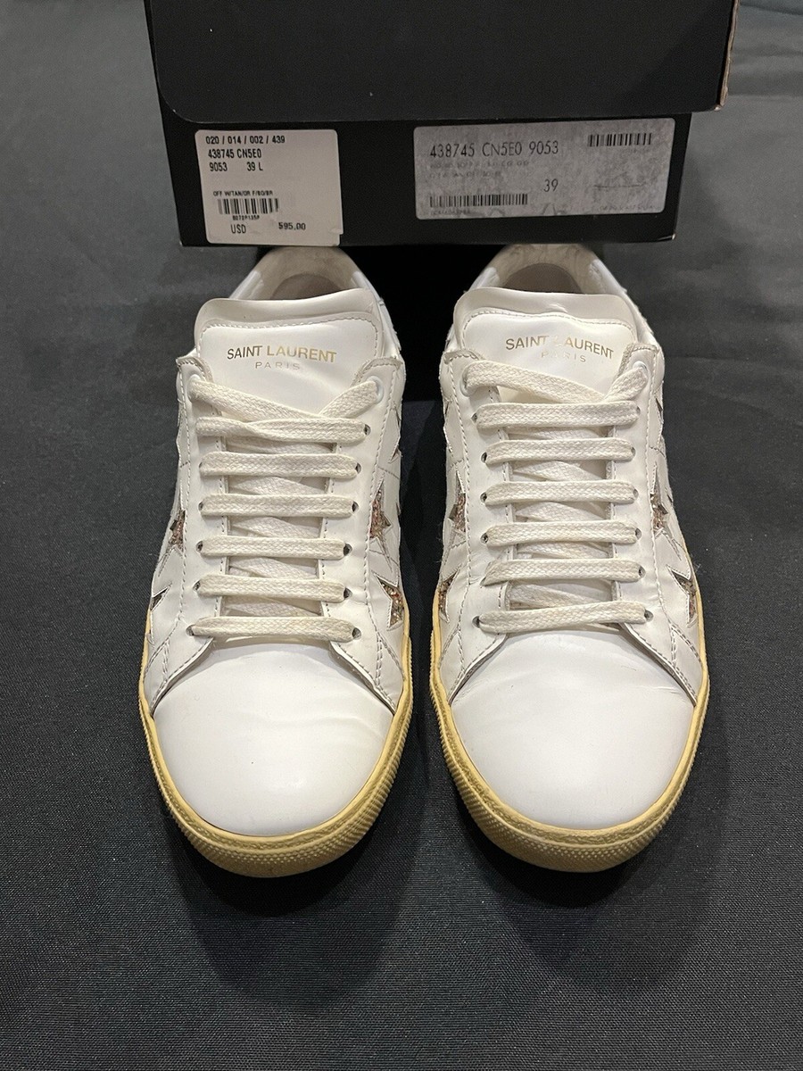 SAINT LAURENT グリッター レザー スニーカー 38 SAINT LAURENT GLITTER PALM TREE SNEAKERS SHOES WOMENS SIZE