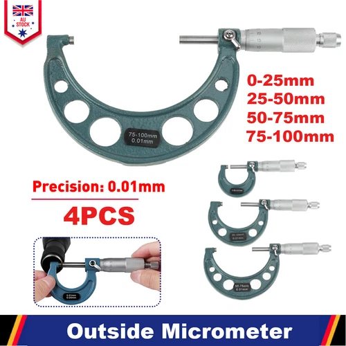 4pcs 0-100mm Outside Micrometer Machinist Tool Set Carbide 0.01mm High Quality