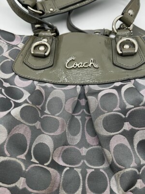 COACH Ashley Signature Sateen Large Satchel Handbag Purse No