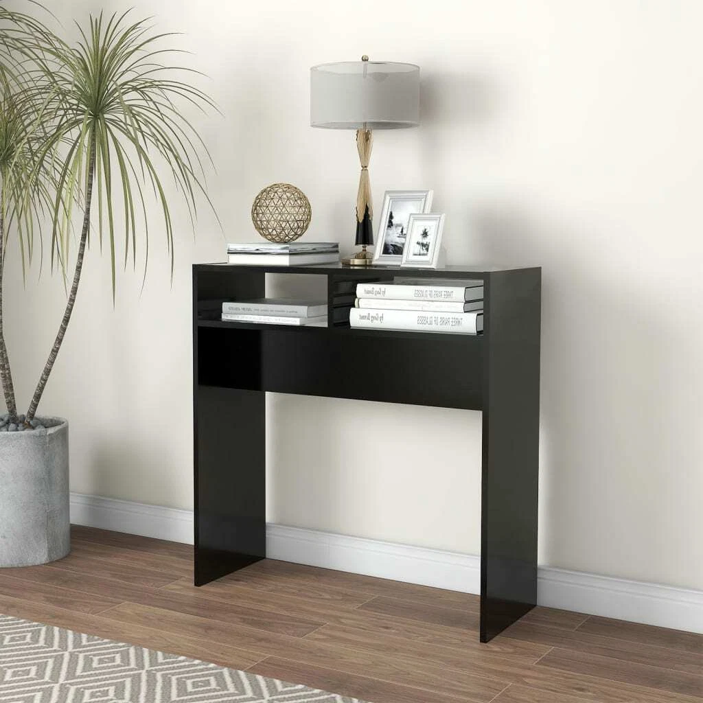 Small black console table with drawers deals