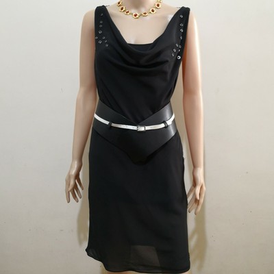 black dress white belt