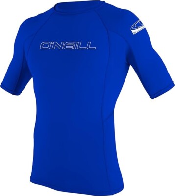O'NEILL WETSUITS YOUTH BASIC SKINS 50+ SHORT SLEEVE RASH GUARD BLUE SIZE 14
