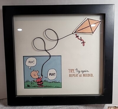 Peanuts Hallmark Picture Charlie Brown Flying His Kite Fly! Fly! Try, Try Again