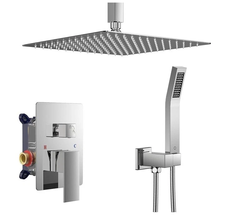 FORIOUS 10 in Rainfall Shower System - Ceiling Mount,Chrome Rain Shower