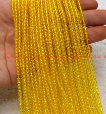 10 Strand Faceted 3mm Natural Yellow Spinel Round Gems Loose Beads 15'' AAA